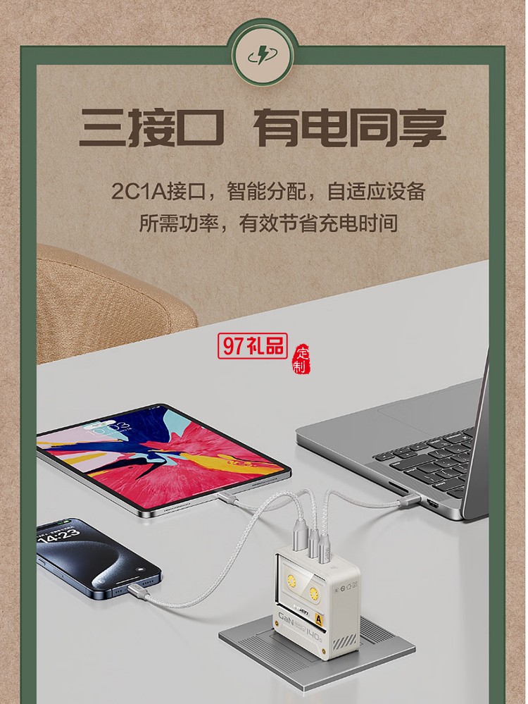 140W氮化鎵復古充電器