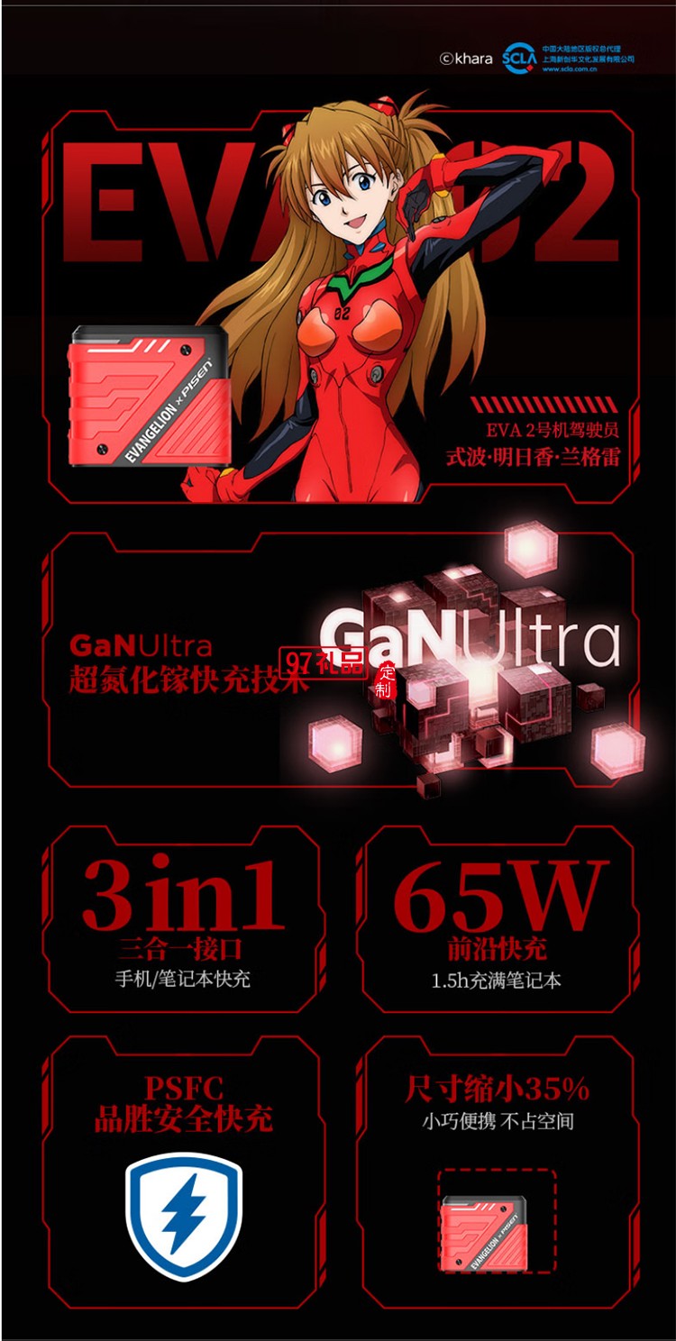 EVA聯名 65W快充 氮化鎵 2C1A