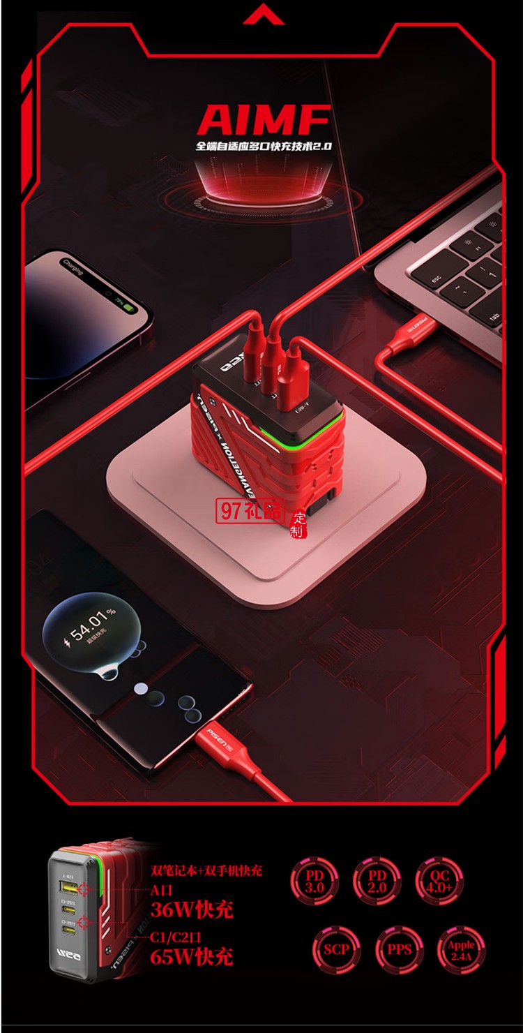 EVA聯名 65W快充 氮化鎵 2C1A