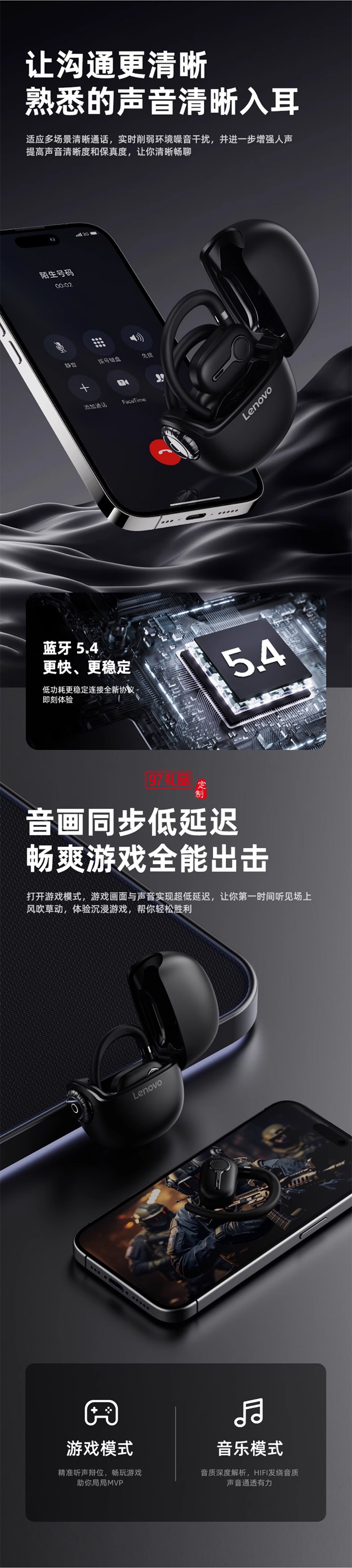  聯想LP81無線藍牙耳機高音長續航