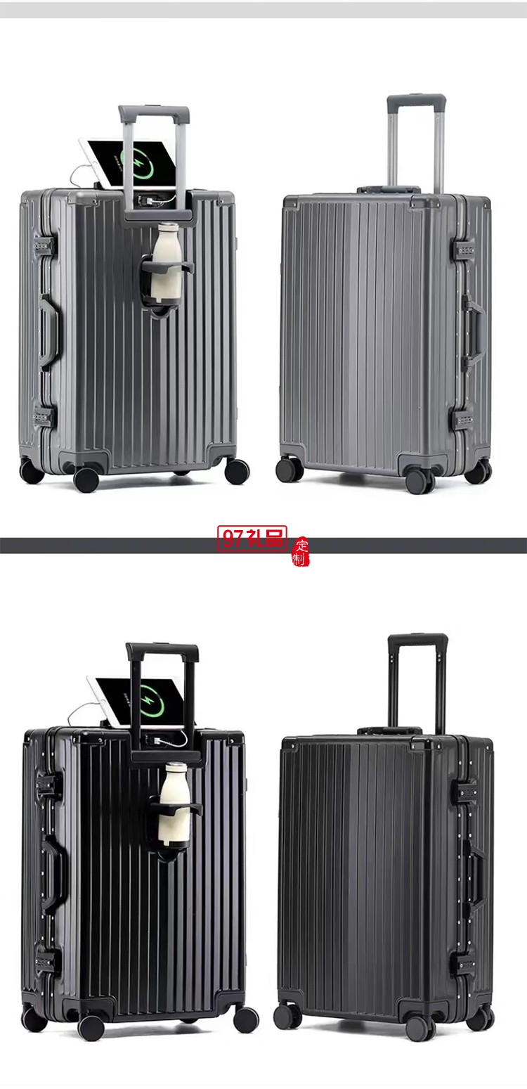 途幫（TOBOOG）多功能鋁框行李箱女輕音萬向輪包角防撞男卡扣密碼拉桿