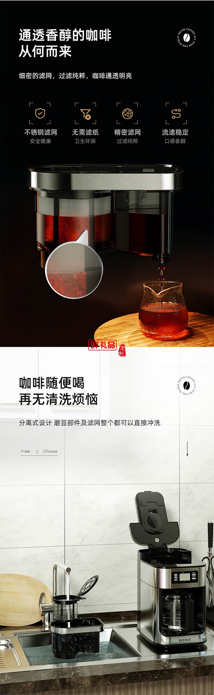 柏翠·美式全自動滴漏咖啡機（自帶研磨功能）