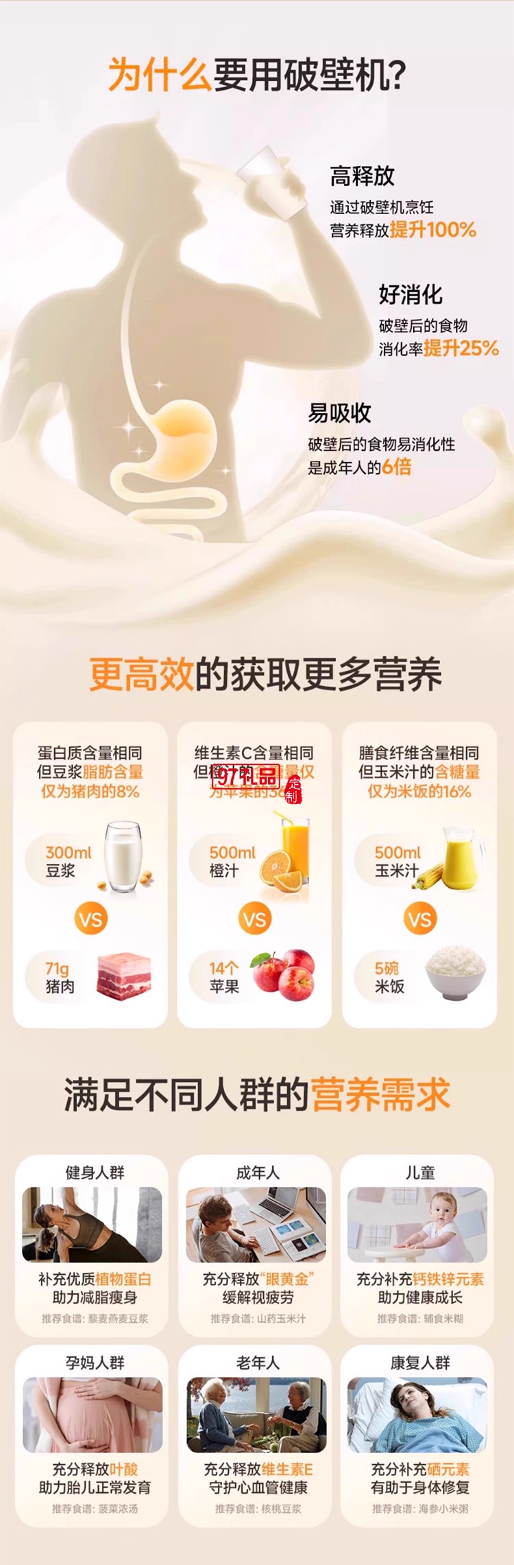 奧克斯破壁機全自動家用小型多功能烹飪機料理隔音罩低音豆漿榨汁