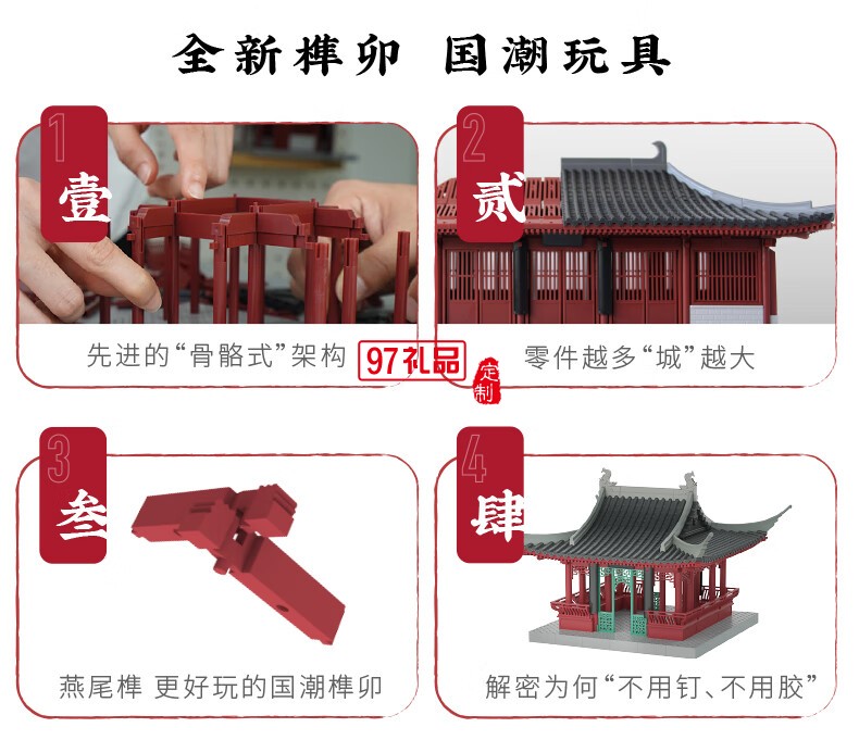悟空廟通用體系榫卯積木玩具中國風古建筑潮玩禮物拼裝