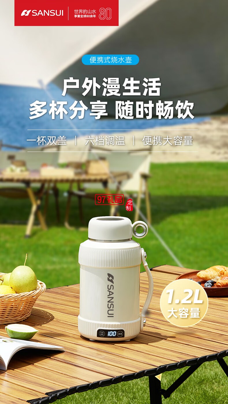 山水便攜真空電熱水杯（316不銹鋼內膽）