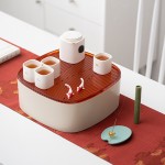 中秋桂月團圓國風陶瓷茶具套裝手繪玉兔品茗杯壺 家用送禮盒裝