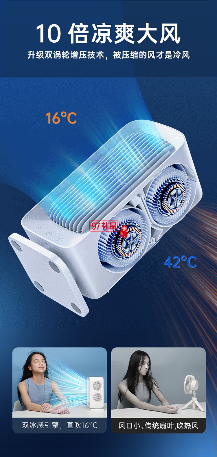 桌面電風扇空調扇制冷小風炮塔扇靜音USB風扇臺式便攜充電辦公宿舍搖頭