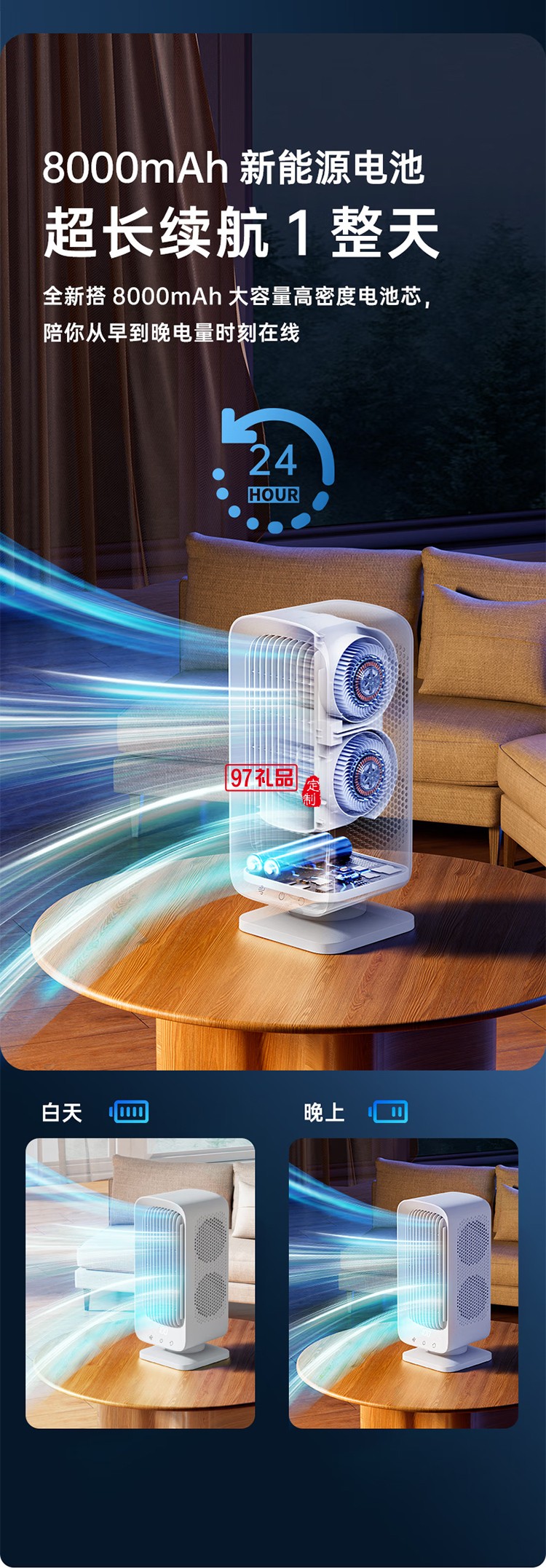 桌面電風扇空調扇制冷小風炮塔扇靜音USB風扇臺式便攜充電辦公宿舍搖頭