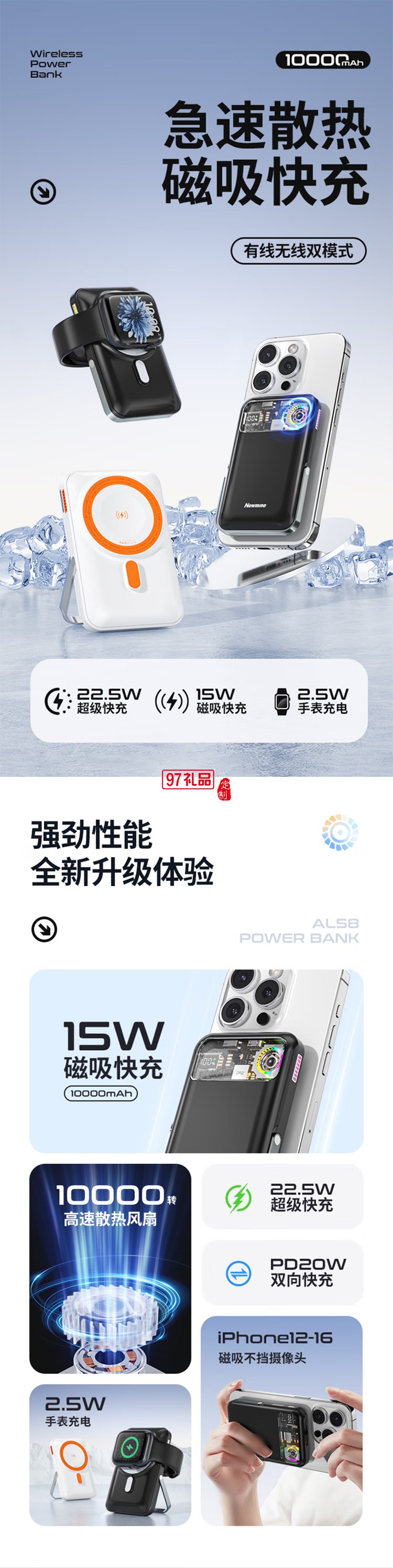 AL58 超薄磁吸充電寶10000毫安MagSafe無線快充PD20W